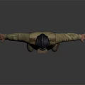 Game Film Character 3D Model In Khaki Military Uniform With Helmet And Open Arms Pose