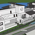 Modern Homestay Building Exterior With Multiple Units And Rooftop Structures
