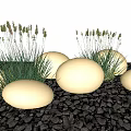 Round Outdoor Garden Lights With Green Plants Purple Flowers Gravel Ground And Wooden Structure