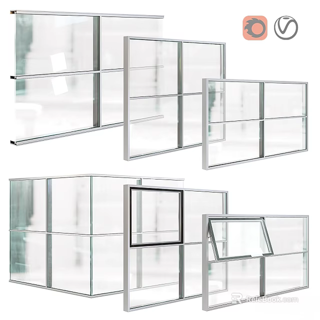 Modern Casement Windows Featuring Glass Panels And Aluminum Frame Designs 3d model 