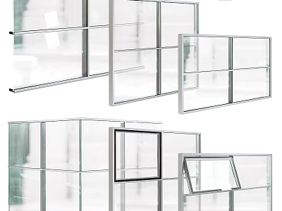Modern Casement Windows Featuring Glass Panels And Aluminum Frame Designs 3d model