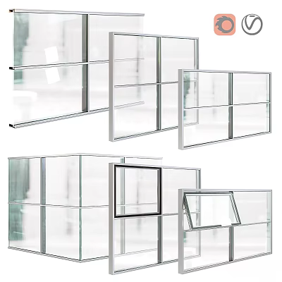 Modern Casement Windows Featuring Glass Panels And Aluminum Frame Designs 3d model