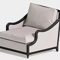 Modern Single Sofa Design With Black Frame Light Upholstered Seat And Armrest