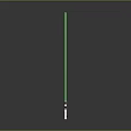 Green Glowing Lightsaber With Metallic Hilt On Black Reflective Surface