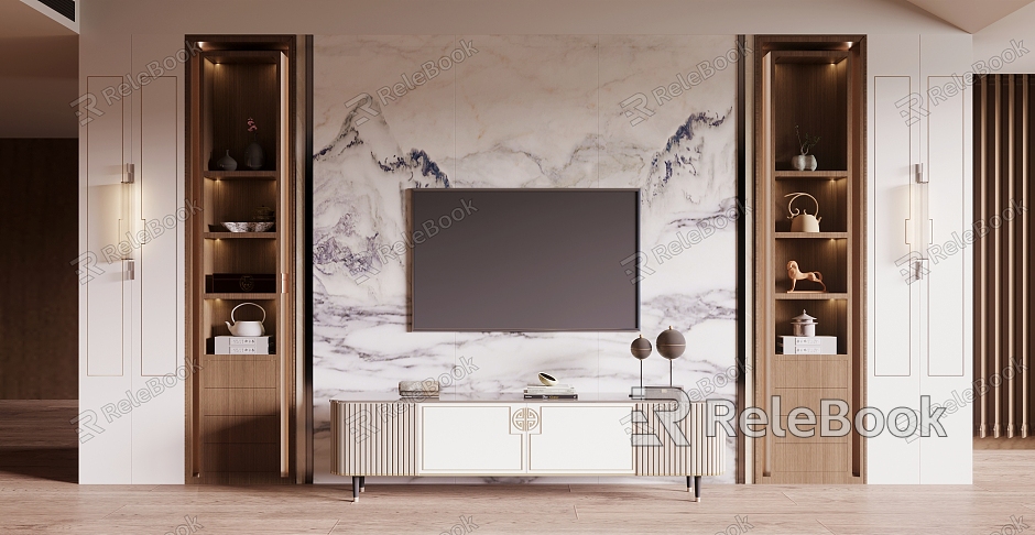 New Chinese TV background wall TV wall model