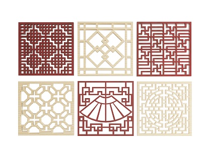 Chinese-style carved window 3d model