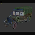 Vintage Military Truck With Canvas Covered Cargo Bed And Rustic Design