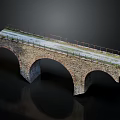 Classic Stone Bridge With Arched Structure Stone Railings And Green Mossy Surface 3d model