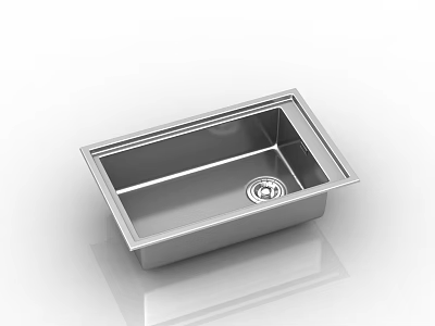 Stainless Steel Single Bowl Kitchen Sink With Modern Design And Central Drain 3d model