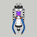 Colorful Mechanical Structure With Purple White Blue Orange Components And Silver Top Parts