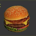 Delicious Burger With Sesame Seed Bun Cheese Bacon Lettuce Tomato And Beef Patty