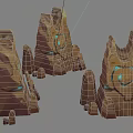 Three-Shading Two-Shading Stone Tablet Stone Array Transmitting Stone Rock Mountain Hand-painted Wind Game Wind Realistic Scene 3d model
