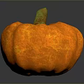 Orange Pumpkin Plant With Green Stem And Textured Surface On Dark Background