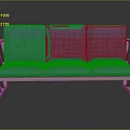 Modern Blue Fabric Sofa With Metal Frame And Three Seats