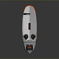 Modern Gray Surfboard With Orange Edges Streamlined Design And Black Components 3d model