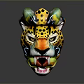 Colorful Leopard Head Sculpture With Vibrant Patterns Detailed Features And Artistic Design