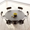 Modern round dining table and chair 3d model