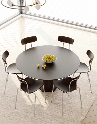 Modern round dining table and chair 3d model