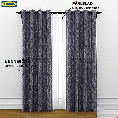 NUNNERYD Blue And White Geometric Pattern Curtains For Home Window Dressing Pair 3d model