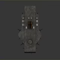 Vintage Gray Tank with Metal Texture and German Cross Symbol on Top Structure