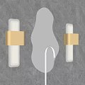Modern Gold And White Wall Sconces With Sleek Design Mounted On Gray Tile Wall