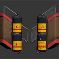 Two Aerospace Containers With Yellow Warning Labels And Red Edges For Space Missions