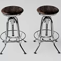 Modern Bar Stools With Wooden Seat And Chrome Metal Adjustable Spring Base