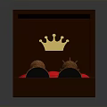 Elegant Wooden Box Open With Red Lining Containing Two Scepters And Golden Crown On Lid