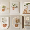 Modern Wall Decorative Hanging Ornaments With Geometric Shapes Plant Decorations And Lighting Elements