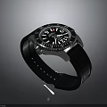 Stylish Wristwatch With Black Dial White Numerals Silver Case And Rubber Strap 3d model