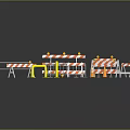 Set Of Orange White Striped Traffic Safety Barriers Cones And Guardrails