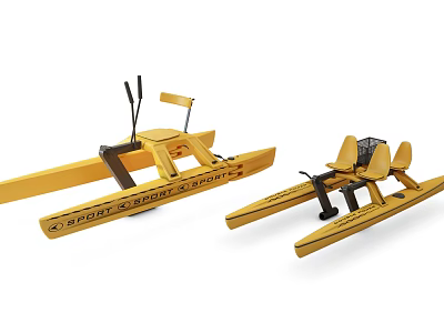 Dual Yellow Water Monitoring Devices With Floats And Sensors 3d model
