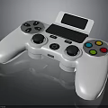 White Wireless Game Controller Electronic Device With Black Joysticks Colorful Buttons And Display Screen