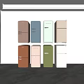 Stylish Vintage Retro Design Refrigerators in Various Pastel Colors Displayed Together