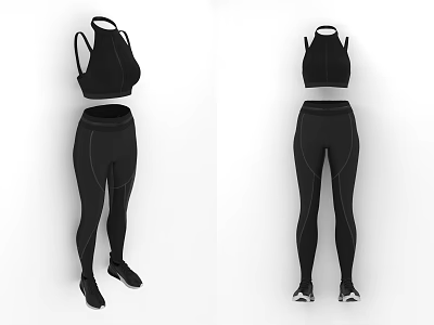 Black Athletic Sports Clothing Set With Tank Top And Leggings Outfit 3d model