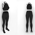 Black Athletic Sports Clothing Set With Tank Top And Leggings Outfit