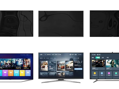 Smart Television Models With Streaming Apps And Various Screen Displays 3d model