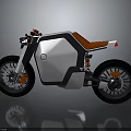 Modern Sleek White Black Motorcycle With Orange Seat And Geometric Design