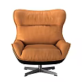 Orange Leather Office Chair With Black Accents And Swivel Base Design