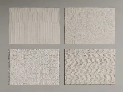 Four Light Colored Square Rugs With Different Textured Patterns And Minimalist Design 3d model
