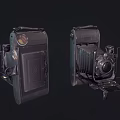 Vintage Folding Camera With Leather Bellows And Metal Parts Retro Design