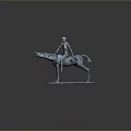 Game Movie Character Riding Horse Bronze Sculpture With Abstract Design And White Base