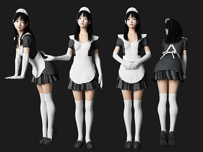 modern woman maid beauty figure 3d model