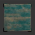 Rustic Distressed Turquoise Green Wooden Stool With Square Seat And Four Legs