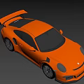 Orange Porsche Style Sports Car With Aerodynamic Design And Large Rear Spoiler