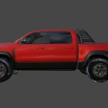 Red Pickup Truck With Black Grille Double Cab Black Wheels And Rugged Exterior