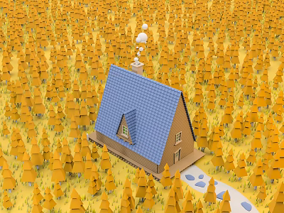 Modern Cartoon Building Tide Play Autumn Forest Cabin Cartoon 3d model