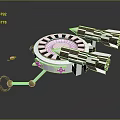 Space Station Structure With Circular Core And Black White Thruster Modules For Orbital Missions 3d model