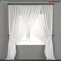 Sheer White Curtains With Tiebacks On Double Pane Window Gray Wall
