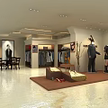 Stylish Clothing Store Interior With Mannequins Clothing Displays Seating And Decorative Art